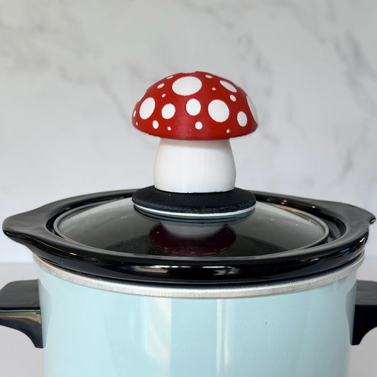 novelty interchangeable slow cooker handle red and white mushroom